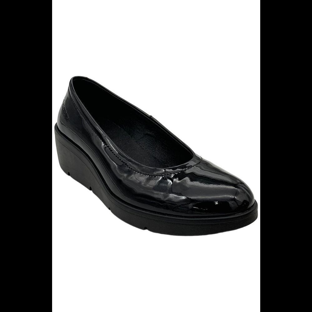 Fly London Glossy Black Wedge Heels
